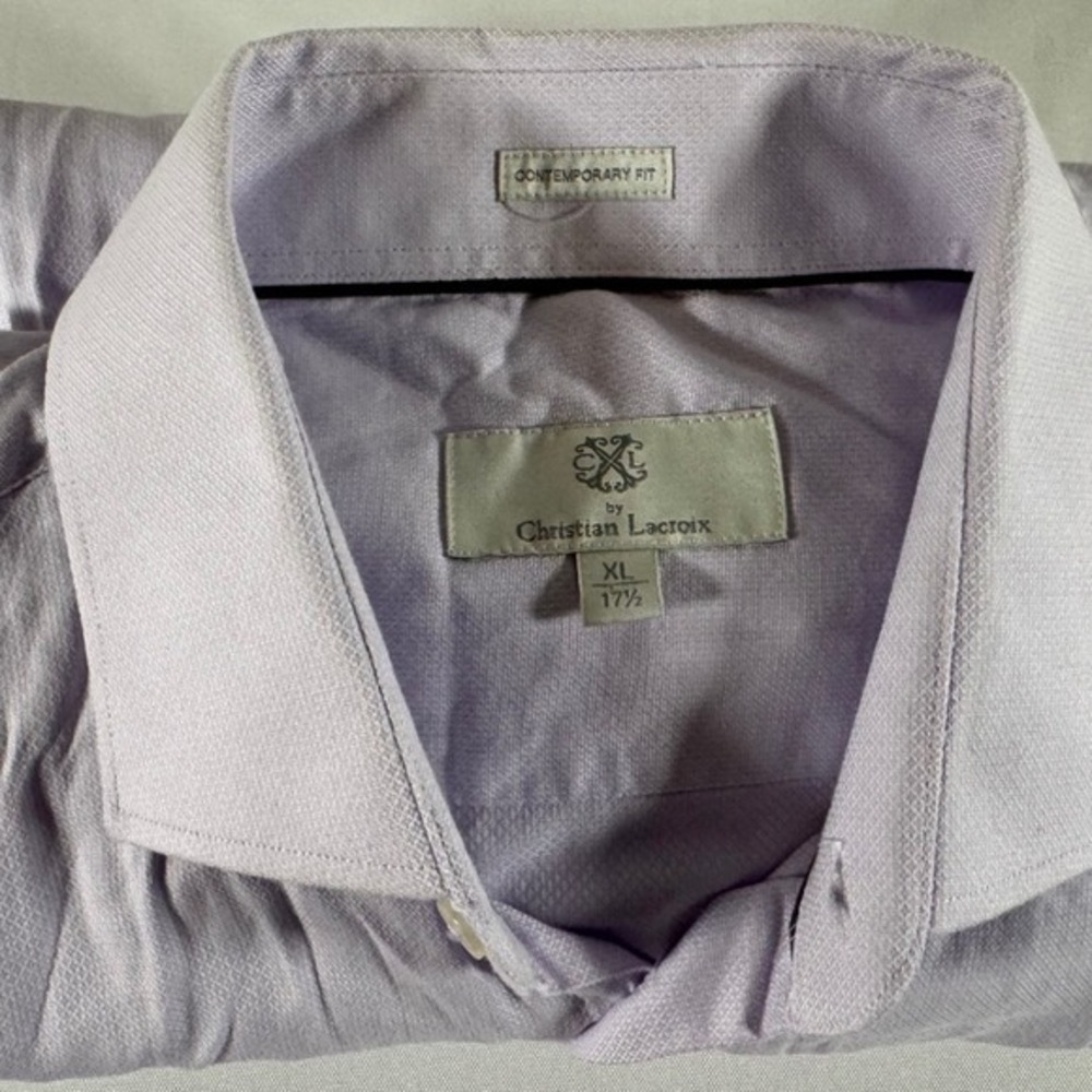 CXL by Christian Lacroix Mens XL 17.5 Purple Contemporary Fit Button Down Shirt